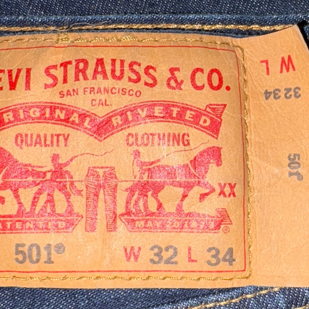 LEVI’S 501 BUTTON FLY JEANS 32x34 DARK BLUE RETAIL $79.50 NWOT